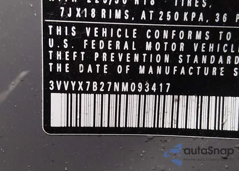 2022 Volkswagen Taos 1.5T Se z USA, uszkodzony, nr VIN 3VVYX7B27NM093417